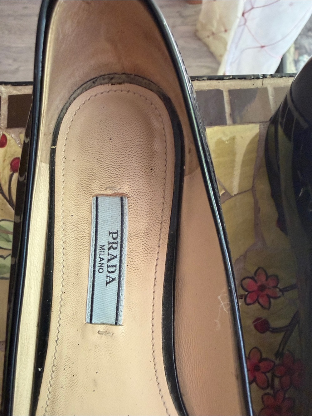 Prada Black Patent Pointed-Toe Bow Ballet Flats - Picture 3 of 5